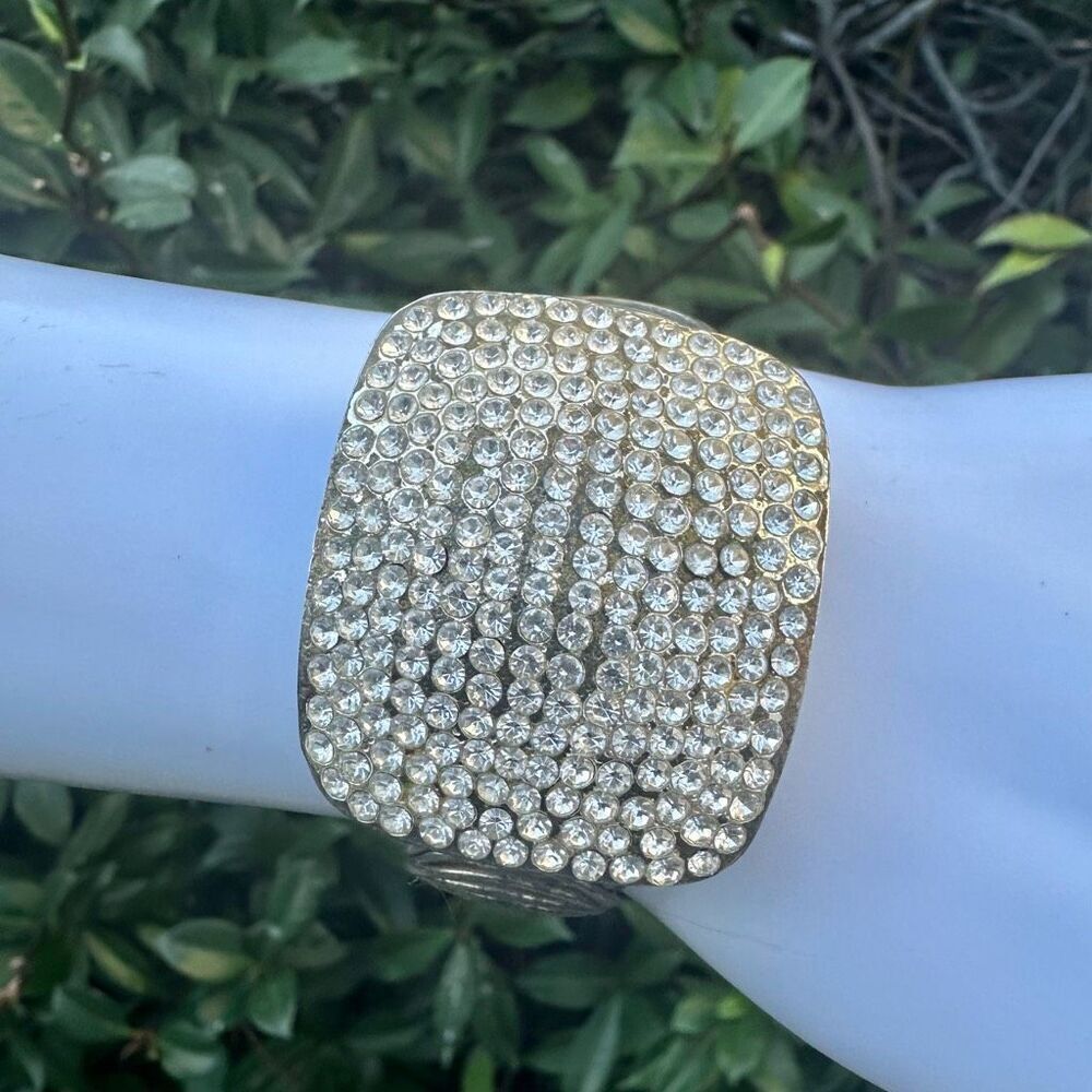 Silver tone vintage rhinestone wrap around bracelet